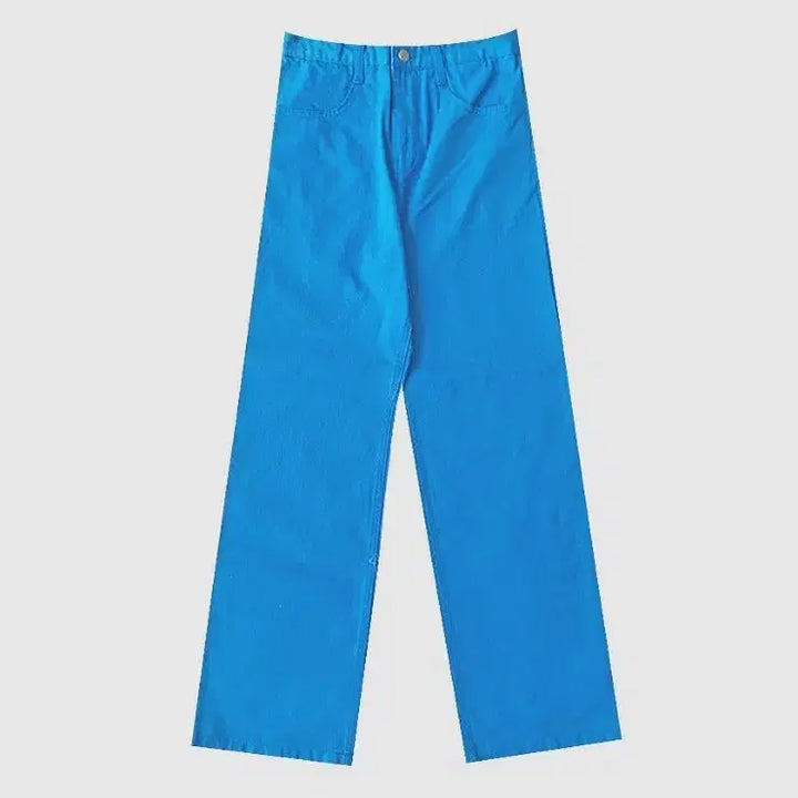 [BUNJANG] Sky Blue Cotton Blend Semi-Wide Fit Pants / 블루 코튼 팬츠