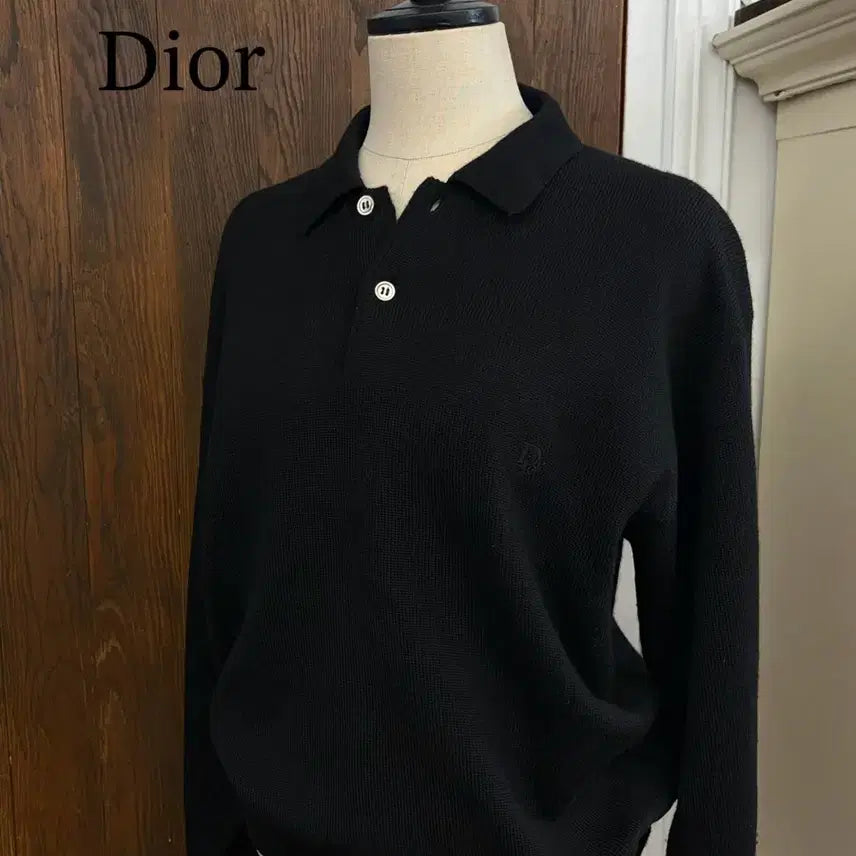 [BUNJANG] Dior Black Collar Knit / 크리스찬 디올 정품 블랙 카라니트