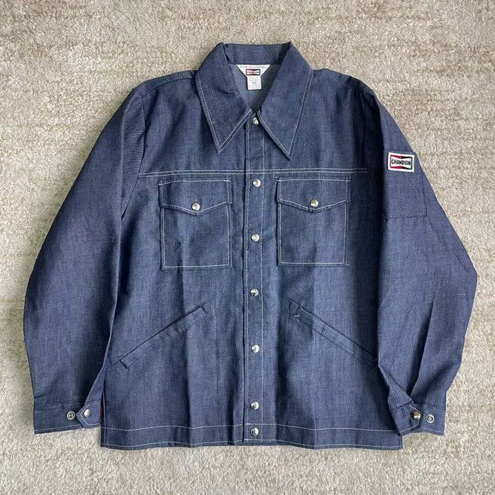 [BUNJANG] Champion Spark Plug Denim Jacket / [L] 70s 데드스탁 챔피온 스파크 플러스 데님 자켓 champion