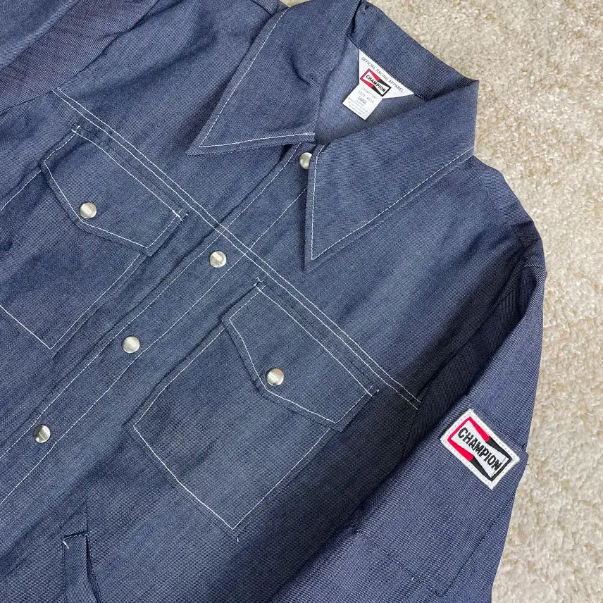 [BUNJANG] Champion Spark Plug Denim Jacket / [L] 70s 데드스탁 챔피온 스파크 플러스 데님 자켓 champion