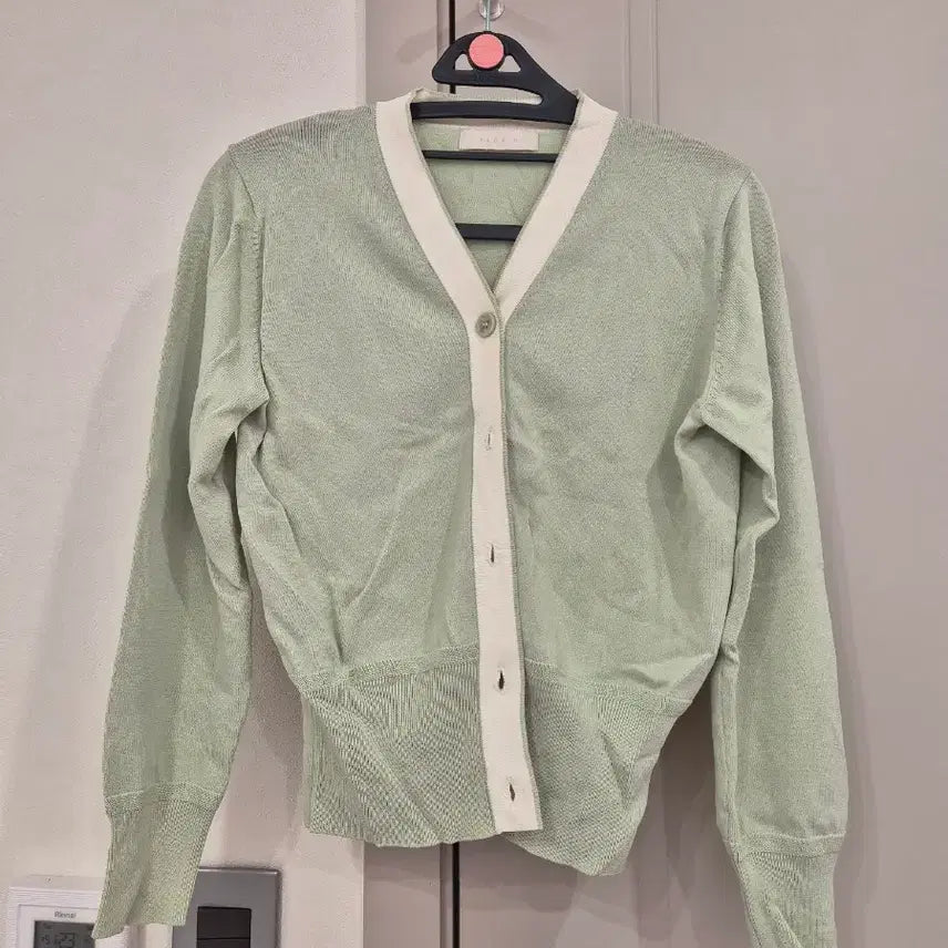 [BUNJANG] Page You Mint White Color Block Cardigan / 페이지유 민트 화이트 배색 가디건