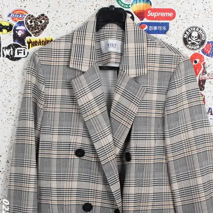 [BUNJANG] Visitt New York Check Suit Jacket / 여성55/ 비지트인뉴욕 체크 정장 자켓 하객룩 오피스룩 A-12