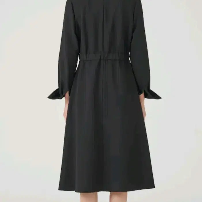 [BUNJANG] Beanpole Ladies Black Open Collar Flare Dress / 빈폴레이디스 블랙 오픈 칼라 플레어 원피스