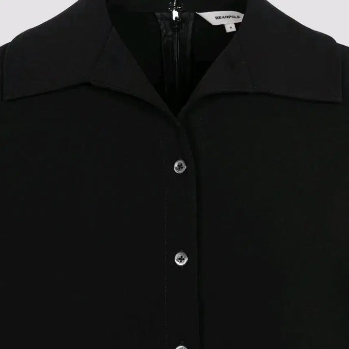 [BUNJANG] Beanpole Ladies Black Open Collar Flare Dress / 빈폴레이디스 블랙 오픈 칼라 플레어 원피스