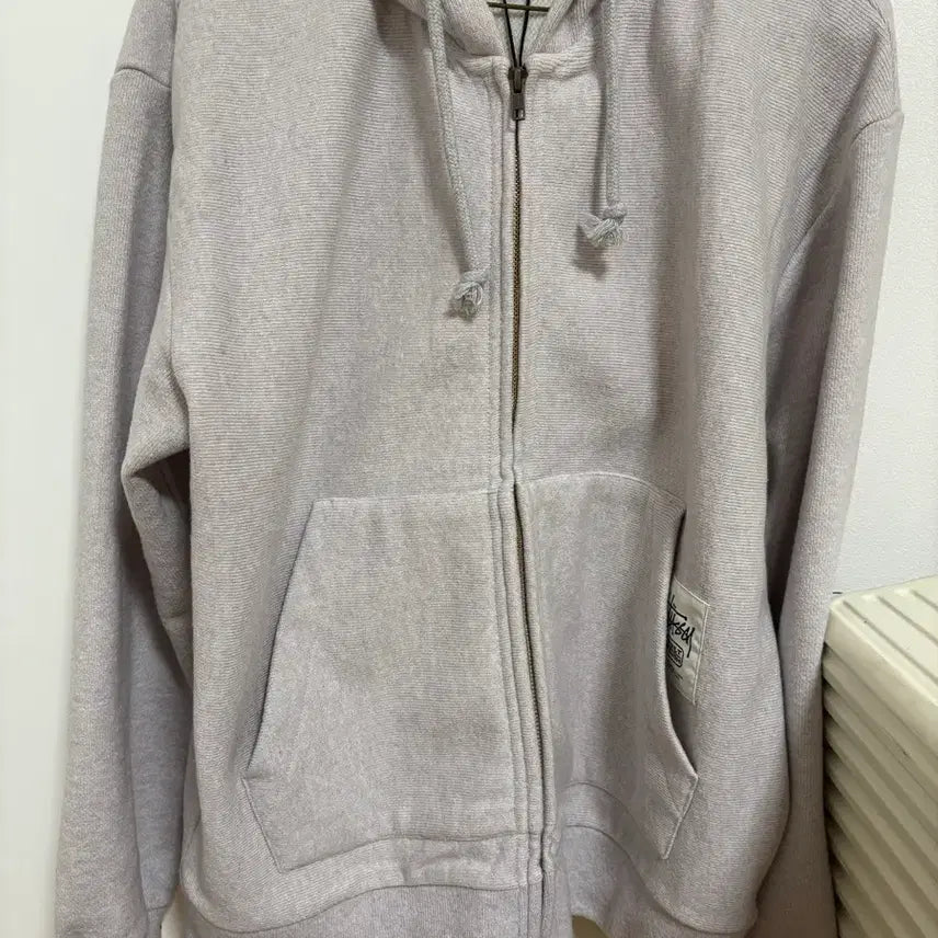 [BUNJANG] Stussy Patch Knit Hooded Zip-Up Ash Heather M / 스투시 패치 니트 후드 집업 애쉬 헤더 M