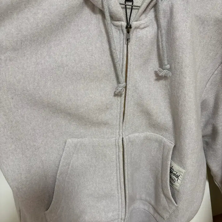 [BUNJANG] Stussy Patch Knit Hooded Zip-Up Ash Heather M / 스투시 패치 니트 후드 집업 애쉬 헤더 M