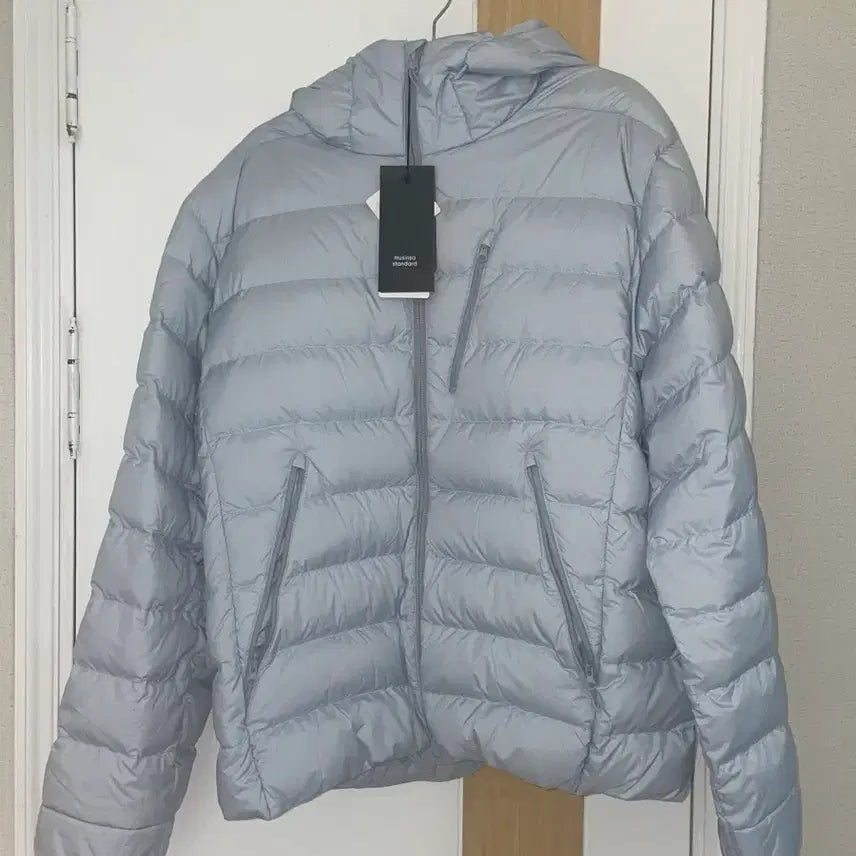 [BUNJANG] Musinsa Standard Hooded Light Down Jacket - Cloudy Blue - L / 무신사 스탠다드 후디드 라이트 다운 재킷 클라우디 블루 L