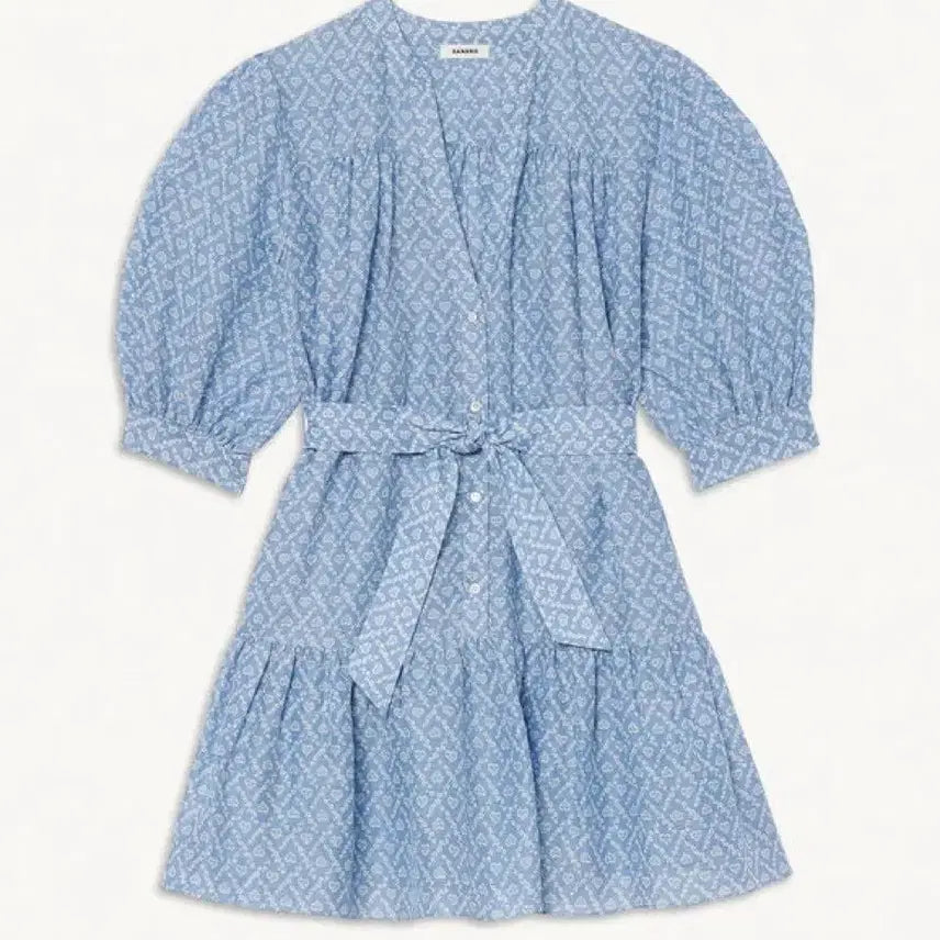 [BUNJANG] Sandro Linen V-Neck Dress / 산드로 브이넥 린넨 드레스 원피스 36