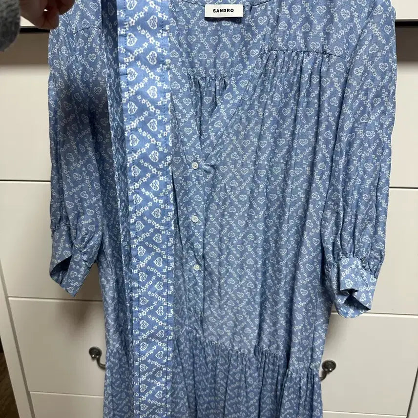 [BUNJANG] Sandro Linen V-Neck Dress / 산드로 브이넥 린넨 드레스 원피스 36