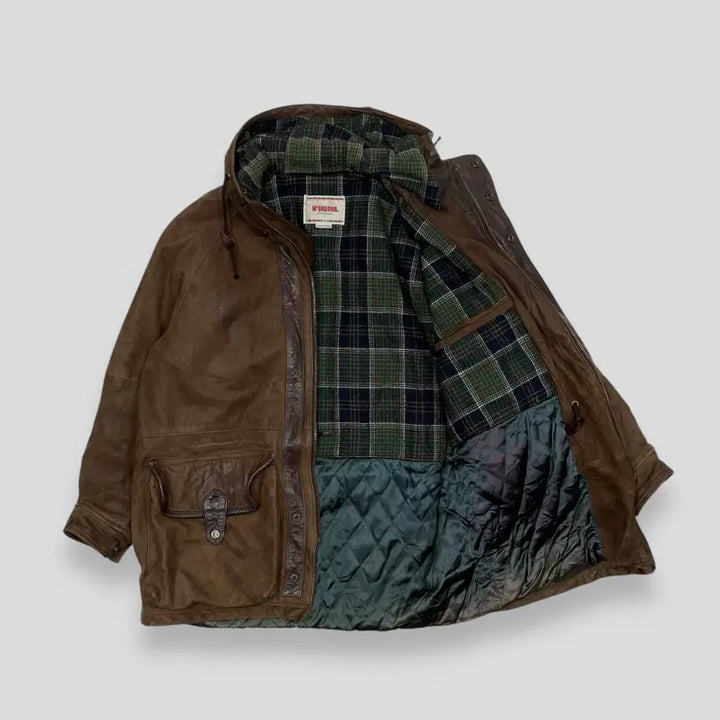 [BUNJANG] McGregor Leather Hooded Jacket / 맥그리거 레더 후드 자켓