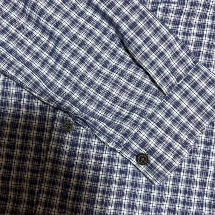 [BUNJANG] Navy Check Crop Shirt / 네이비 체크 남방 셔츠
