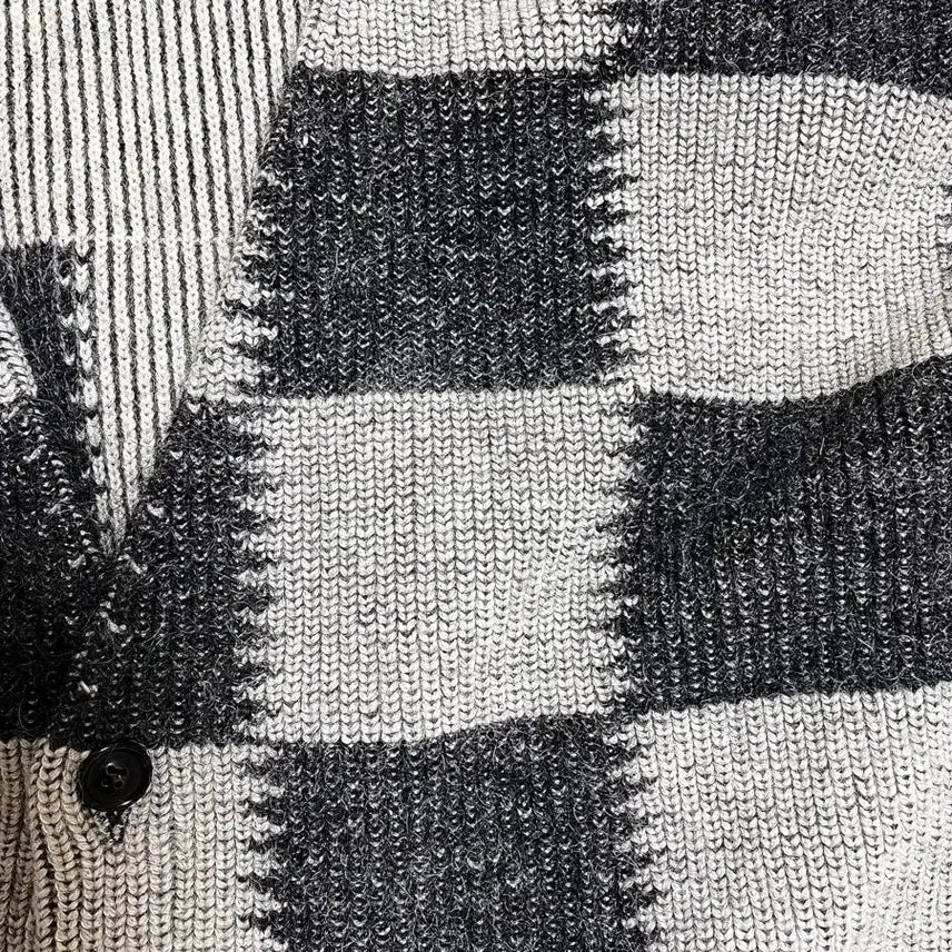 [BUNJANG] Unused Alpaca Checkered Flag Cardigan / unused 알파카 체커 플래그 가디건