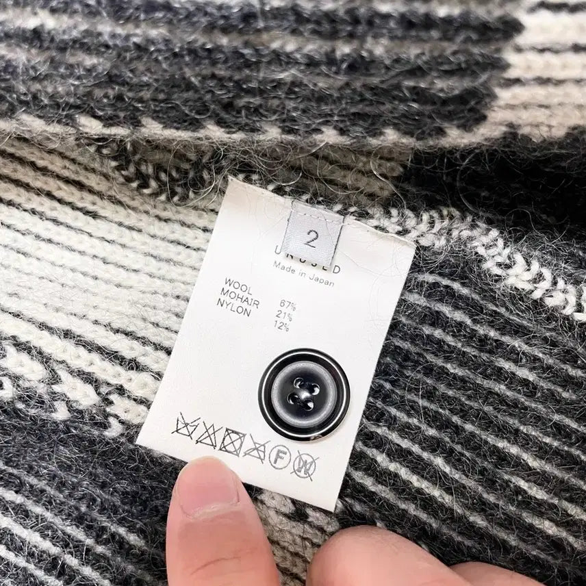 [BUNJANG] Unused Alpaca Checkered Flag Cardigan / unused 알파카 체커 플래그 가디건