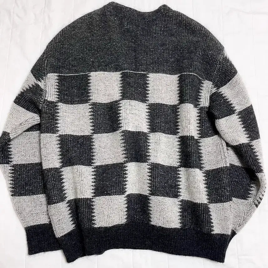 [BUNJANG] Unused Alpaca Checkered Flag Cardigan / unused 알파카 체커 플래그 가디건