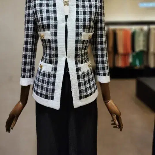 [BUNJANG] Mojo S.phine Tweed Jacket / 모조에스핀 라인배색 포인트 체크 트위드 자켓