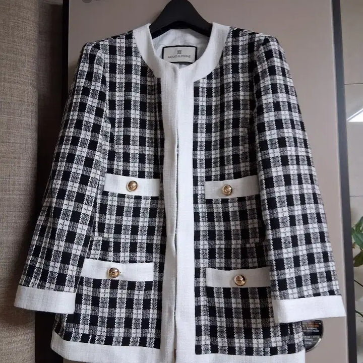 [BUNJANG] Mojo S.phine Tweed Jacket / 모조에스핀 라인배색 포인트 체크 트위드 자켓