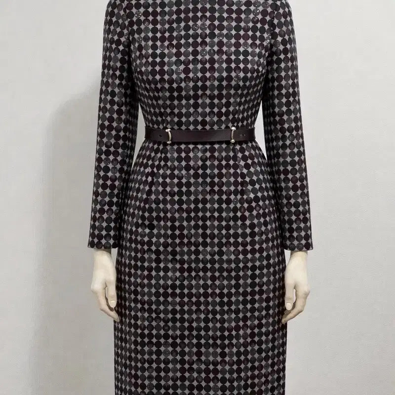 [BUNJANG] JIGOTT Pattern Belted Long Dress / 정품 지고트 JIGOTT 패턴 벨티드 롱원피스