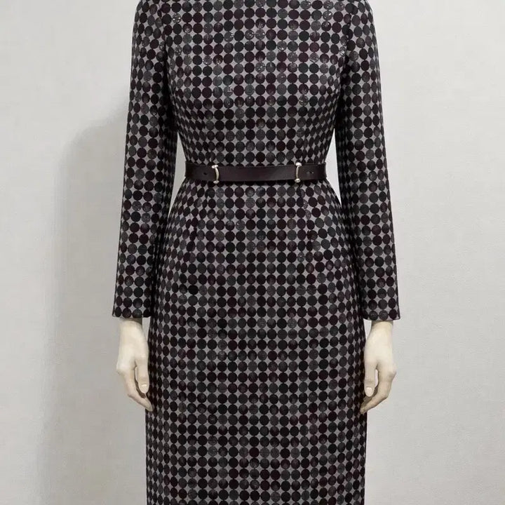 [BUNJANG] JIGOTT Pattern Belted Long Dress / 정품 지고트 JIGOTT 패턴 벨티드 롱원피스