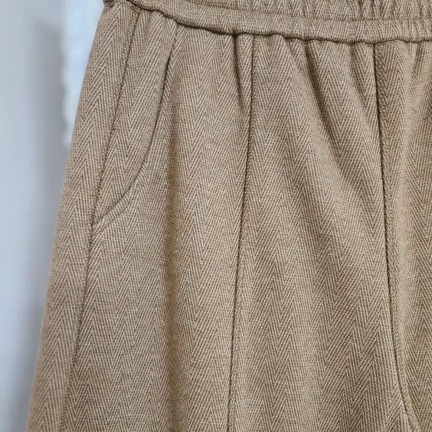 [BUNJANG] Banding Herringbone Wide Pants / 밴딩 헤링본 와이드 팬츠