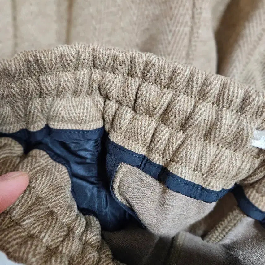 [BUNJANG] Banding Herringbone Wide Pants / 밴딩 헤링본 와이드 팬츠