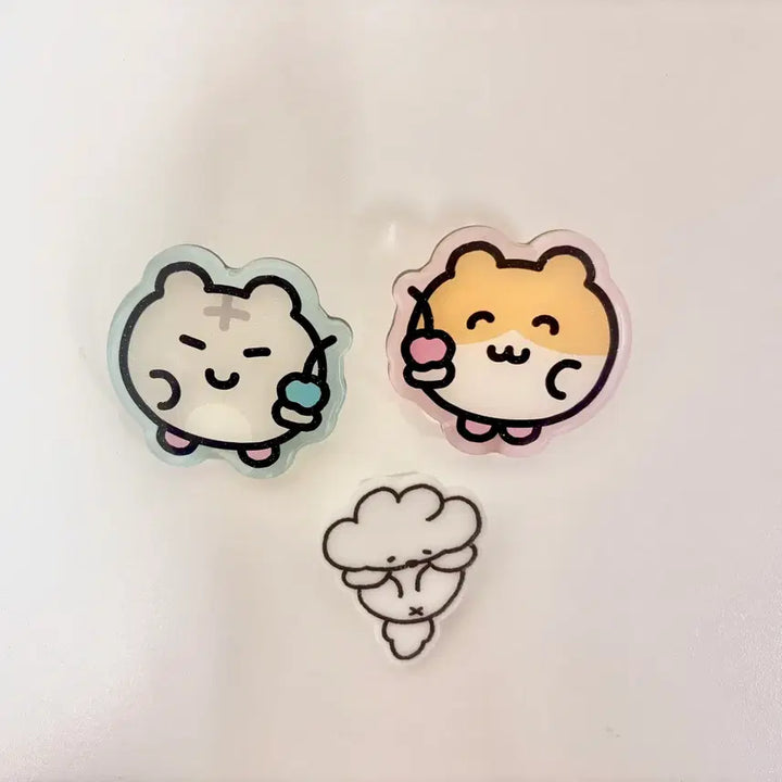 [BUNJANG] Character Acrylic Brooch Set / 캐릭터 아크릴 브로치 집게 3개 일괄