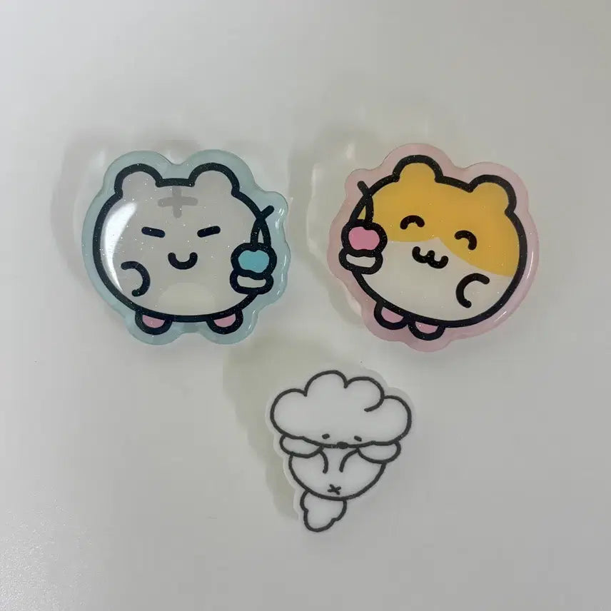 [BUNJANG] Character Acrylic Brooch Set / 캐릭터 아크릴 브로치 집게 3개 일괄