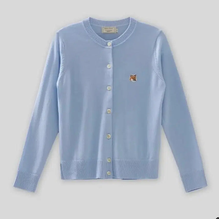 [BUNJANG] Maison Kitsune Fox Head Cardigan - Light Blue / [메종키츠네] 여성 폭스 헤드 가디건 M - 라이트 블루 / GW0053