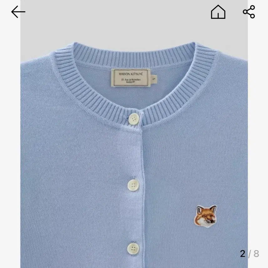 [BUNJANG] Maison Kitsune Fox Head Cardigan - Light Blue / [메종키츠네] 여성 폭스 헤드 가디건 M - 라이트 블루 / GW0053