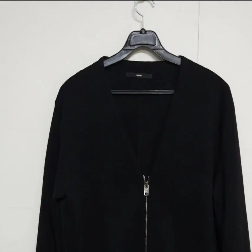 [BUNJANG] System Black Long Cardigan Zip-up / 시스템 블랙 롱 가디건 집업