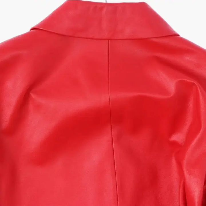 [BUNJANG] Vintage Real Lambskin Leather Red Single Jacket / 빈티지 리얼 레더 양가죽 레드 싱글 자켓