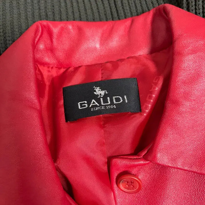 [BUNJANG] Vintage Real Lambskin Leather Red Single Jacket / 빈티지 리얼 레더 양가죽 레드 싱글 자켓