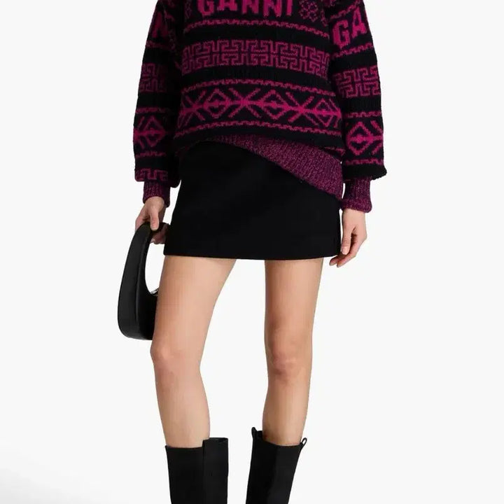[BUNJANG] Ganni Jacquard Knit Wool Sweater S / (새상품) 가니 자카드 니트 울 스웨터 S