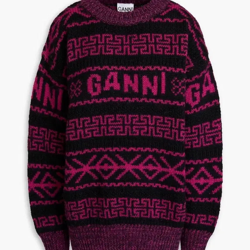 [BUNJANG] Ganni Jacquard Knit Wool Sweater S / (새상품) 가니 자카드 니트 울 스웨터 S