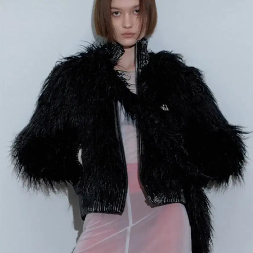 [BUNJANG] Faux Mongolian Shearling Jacket Black / Faux Mongolian Shearling Jacket Black