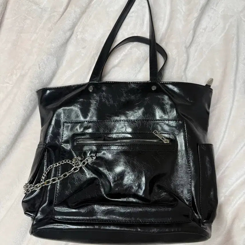 [BUNJANG] Leather Chain Shoulder Bag / 레더 체인 숄더백