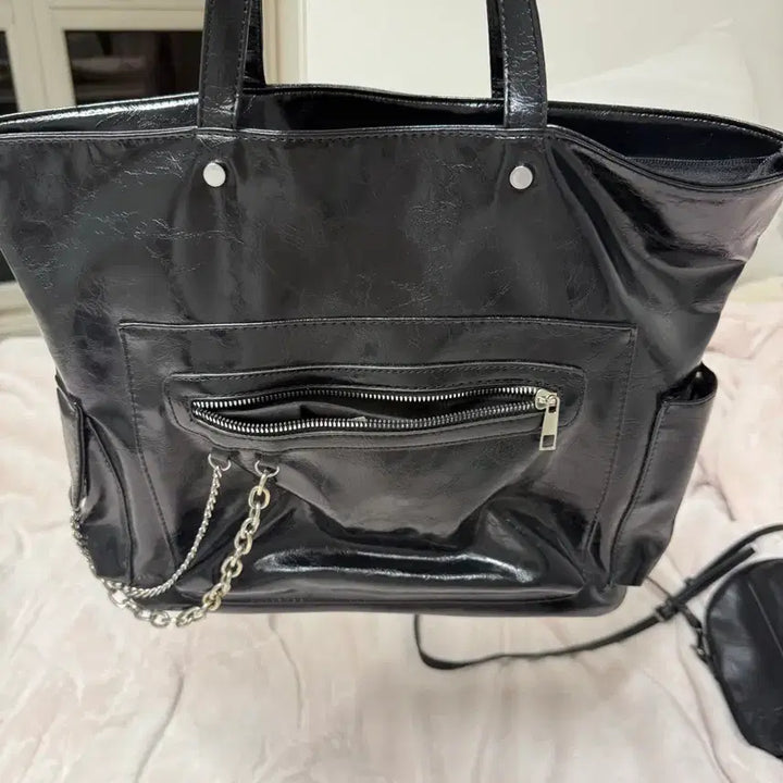 [BUNJANG] Leather Chain Shoulder Bag / 레더 체인 숄더백