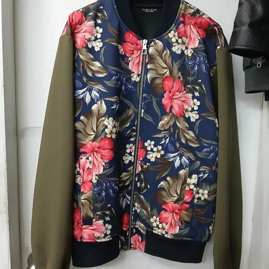 [BUNJANG] Zara Flower Pattern Blouson Jacket L / 자라 맨 플라워 패턴 블루종 점퍼 L