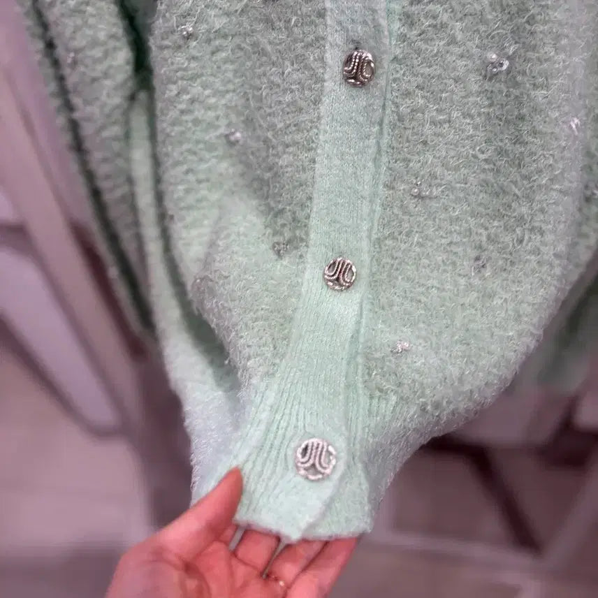 [BUNJANG] Lanvin Mint Angora Cardigan / 랑방 민트색 앙고라 가디건