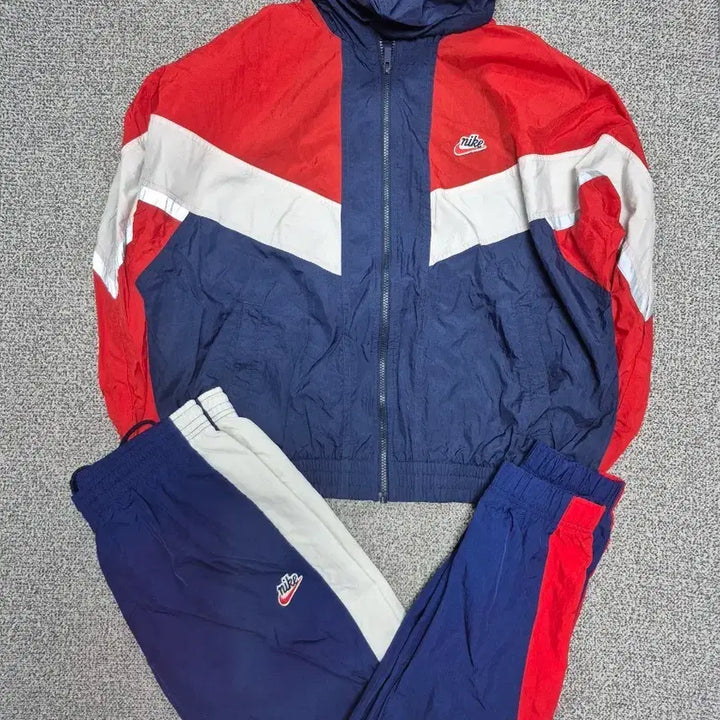 [BUNJANG] Nike Windbreaker Set (Red/Navy) / 나이키 바람막이 상하의 셋업 (레드/네이비)