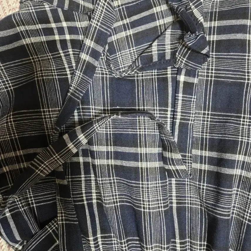 [BUNJANG] Black Long Sleeved Shirred Checkered Dress / 체크 롱 원피스 긴팔 셔링 블랙