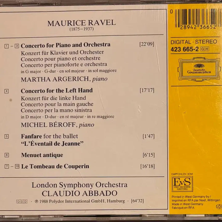[BUNJANG] Piano Concerto CD / 도이치 그라모폰 라벨 피아노 협주곡 CD