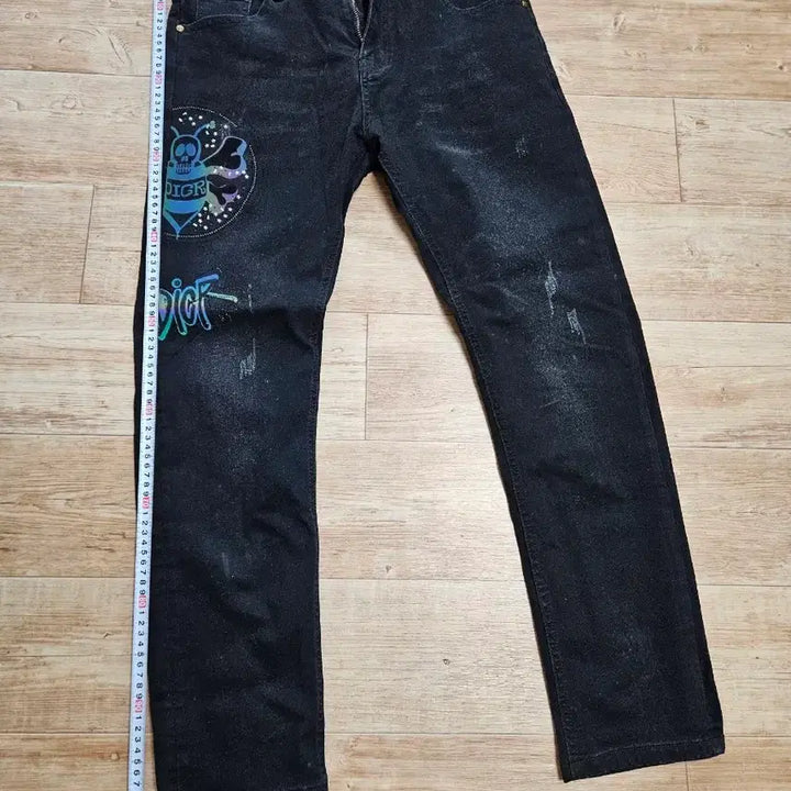 [BUNJANG] Black Skull Printed Denim Pants / 디올 블랙 스컬 프린팅 데님 팬츠1+청바지1