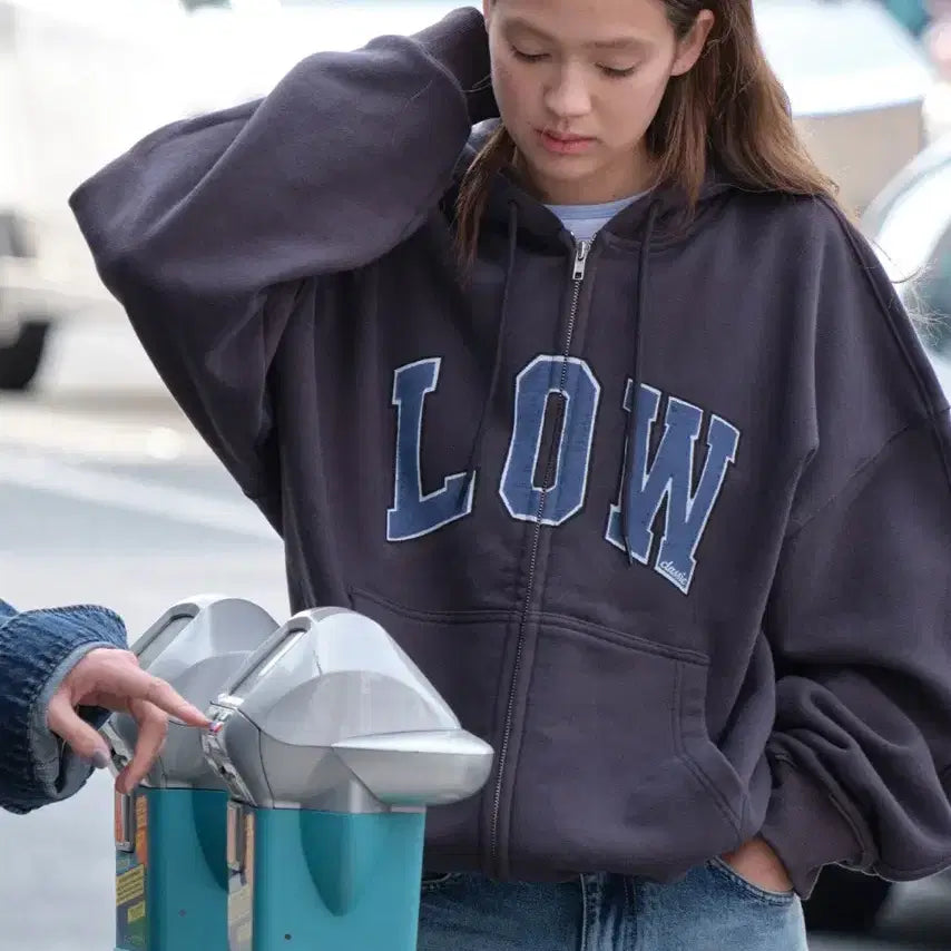 [BUNJANG] Low Classic Charcoal Hoodie (Size L) / 로우클래식 후드집업 차콜 L사이즈