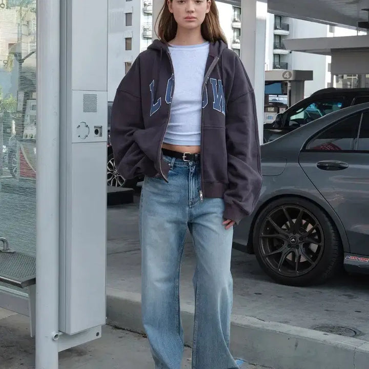 [BUNJANG] Low Classic Charcoal Hoodie (Size L) / 로우클래식 후드집업 차콜 L사이즈