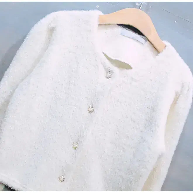 [BUNJANG] 8Seconds Knit Round Neck Jacket (Women F/85-160) / 에잇세컨즈 부클 니트 라운드넥 자켓 (여성F/85-160)