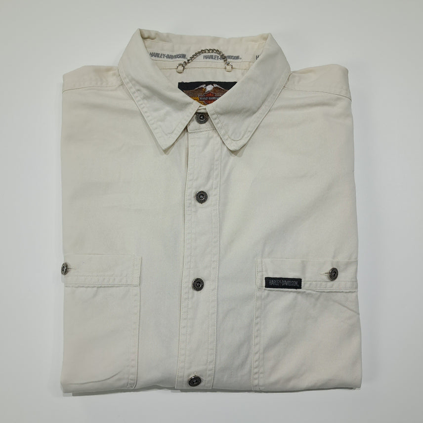 [SOLD OUT] CL581 XL 할리데이비슨 00s 홍콩판 코튼 아이보리 셔츠
