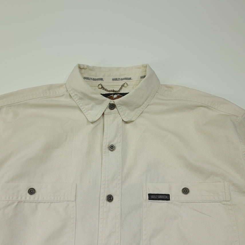 [SOLD OUT] CL581 XL 할리데이비슨 00s 홍콩판 코튼 아이보리 셔츠
