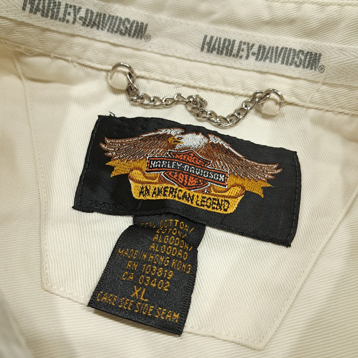 [SOLD OUT] CL581 XL 할리데이비슨 00s 홍콩판 코튼 아이보리 셔츠