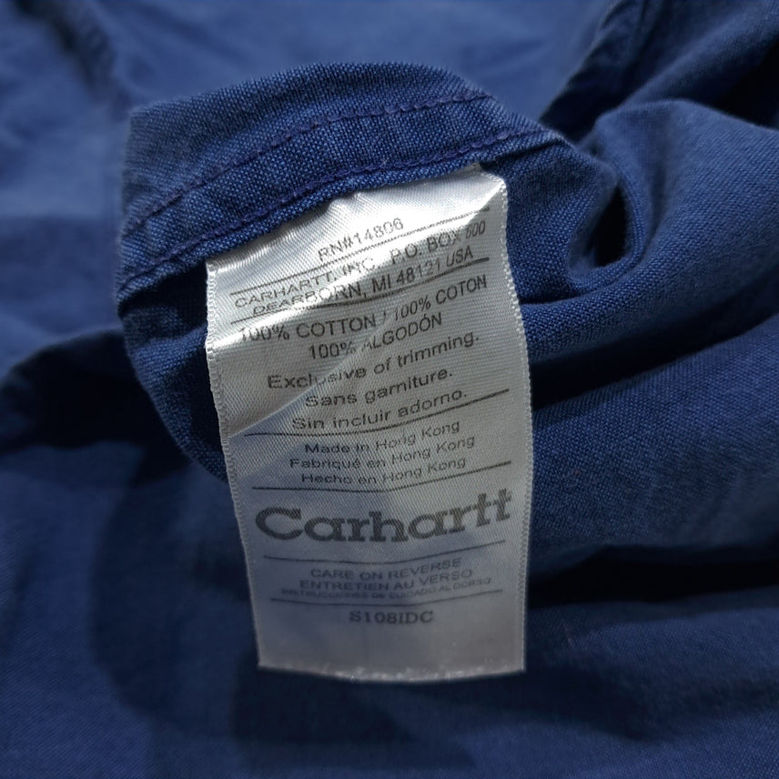 [SOLD OUT] CL586 2XL 칼하트 00s 홍콩판 코튼 가죽패치 올드 네이비 셔츠