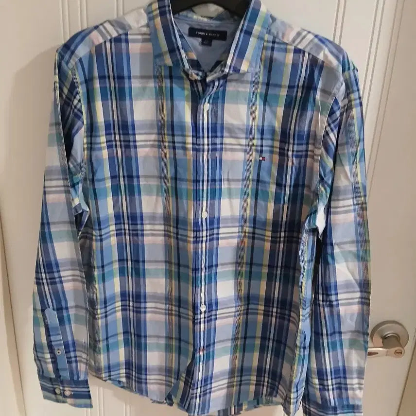 [BUNJANG] Tommy Hilfiger Blue Check Shirt (Size 100) / 타미힐피거 블루 체크 셔츠 남방  100